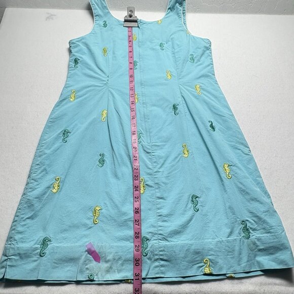 LILLY PULITZER Women Seahorse Shift Dress Sleeveless Zip Back Sz 12 Blue 16-5 - Picture 11 of 12